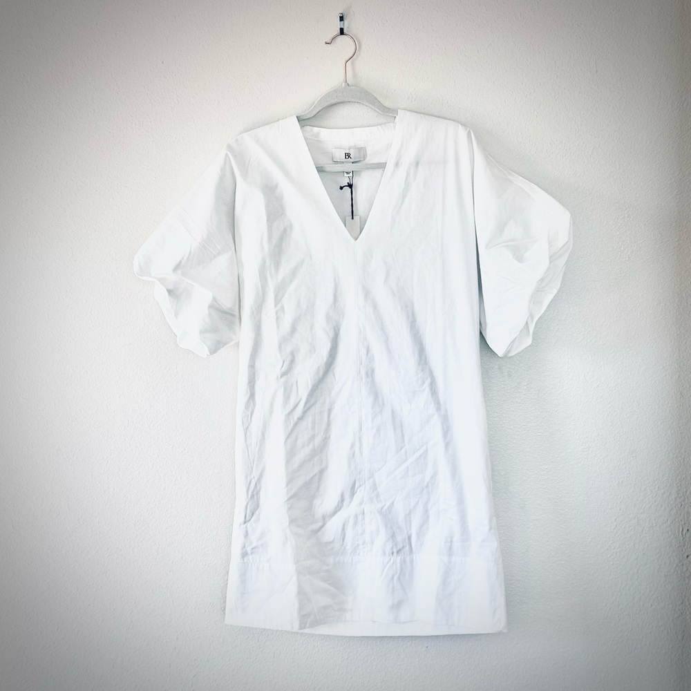 Banana Republic White Livia Poplin Mini Dress Bubble Puff Sleeve S Tall NEW $150 - Picture 3 of 13